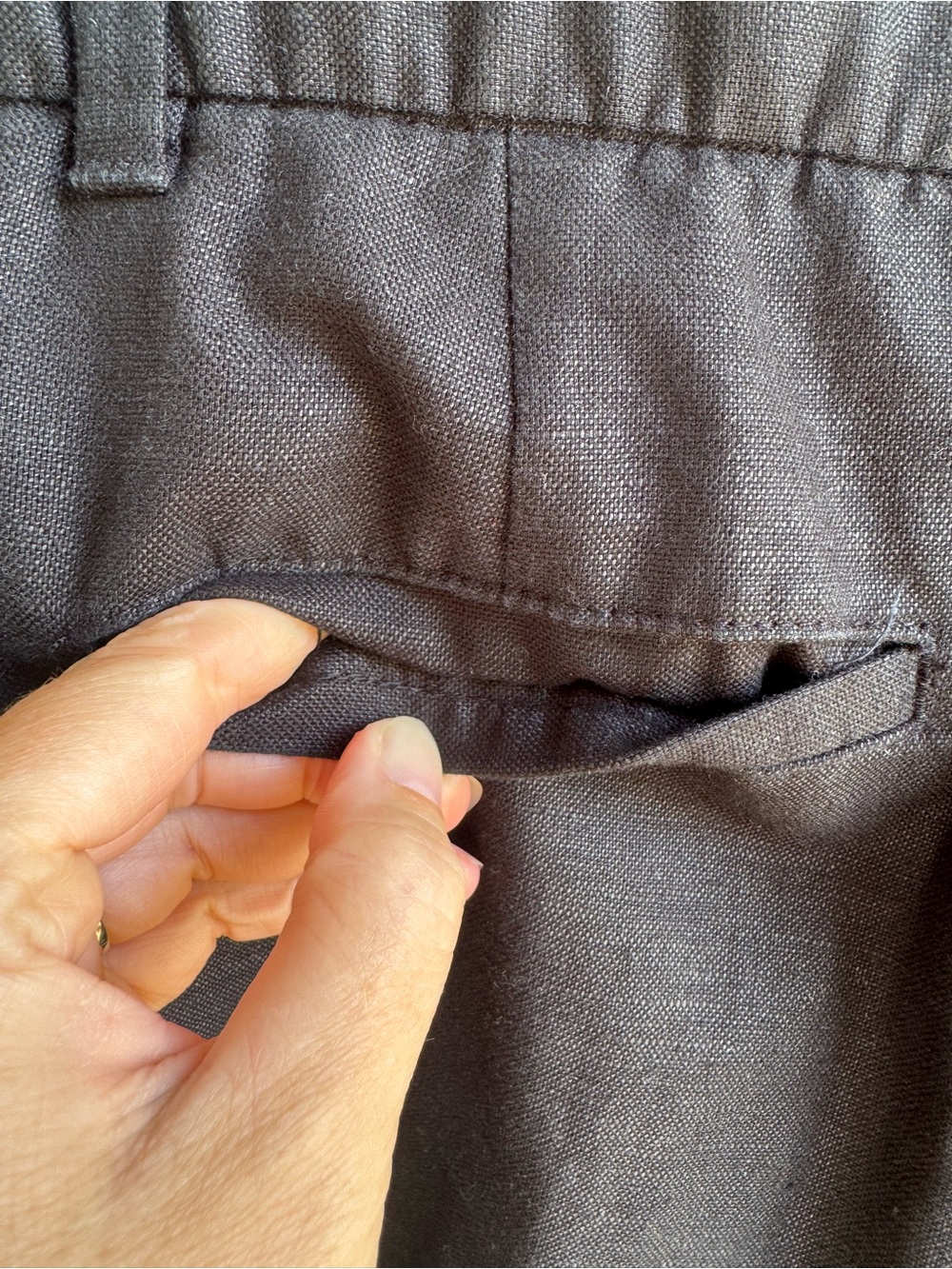 GAP 365 High-Rise Linen-Blend Black Wide-Leg Tailored Trousers 8 30” Inseam - Picture 7 of 16